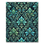 Teal Peacock Feather Damask Scroll Rug