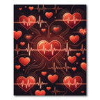 Neon Crimson Heartbeat Pulse Glow Rug
