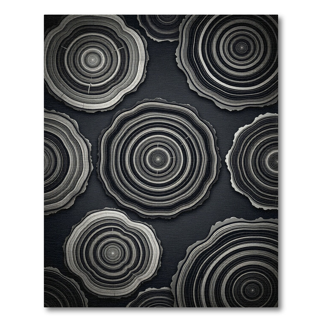 Monochrome Wood Grain Rings Rug