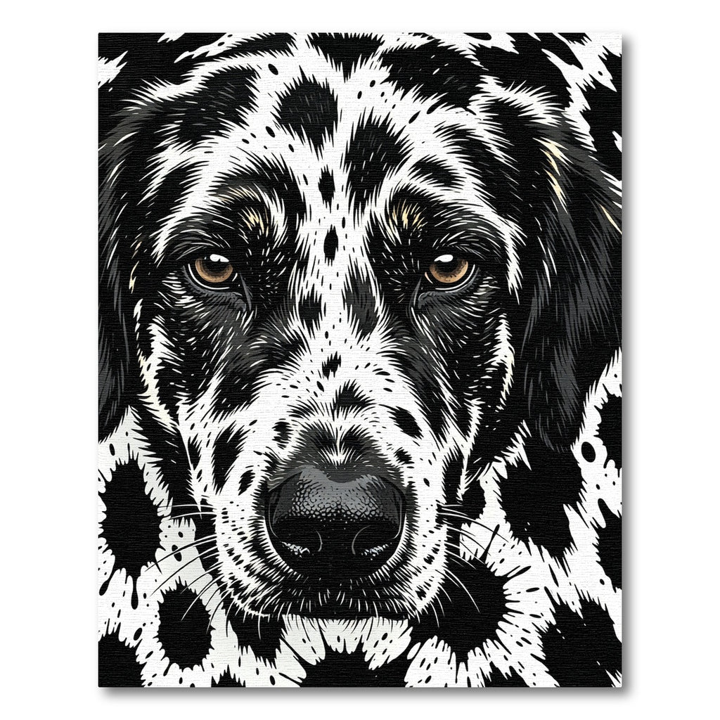 Bold Black White Spotted Dog Portrait Rug