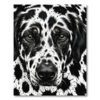 Bold Black White Spotted Dog Portrait Rug