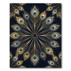 Gold and Teal Peacock Feather Mandala Rug