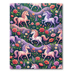 Whimsical Magical Unicorn Floral Garden Rug