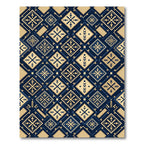 Navy Gold Diamond Geometric Tapestry Rug