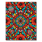 Red Floral Geometric Stained Glass Rug