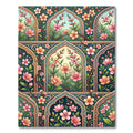 Teal Floral Arch Blossom Garden Rug
