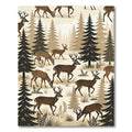 Earthy Forest Deer Woodland Scene Rug