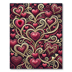 Crimson Heart Swirl Garland Rug