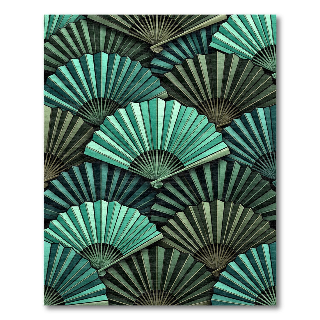 Emerald Teal Fan Tessellation Rug