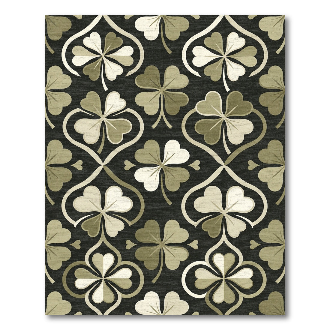 Sage Green Clover Geometric Art Deco Rug