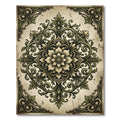 Elegant Sage Green Scrollwork Floral Medallion Rug