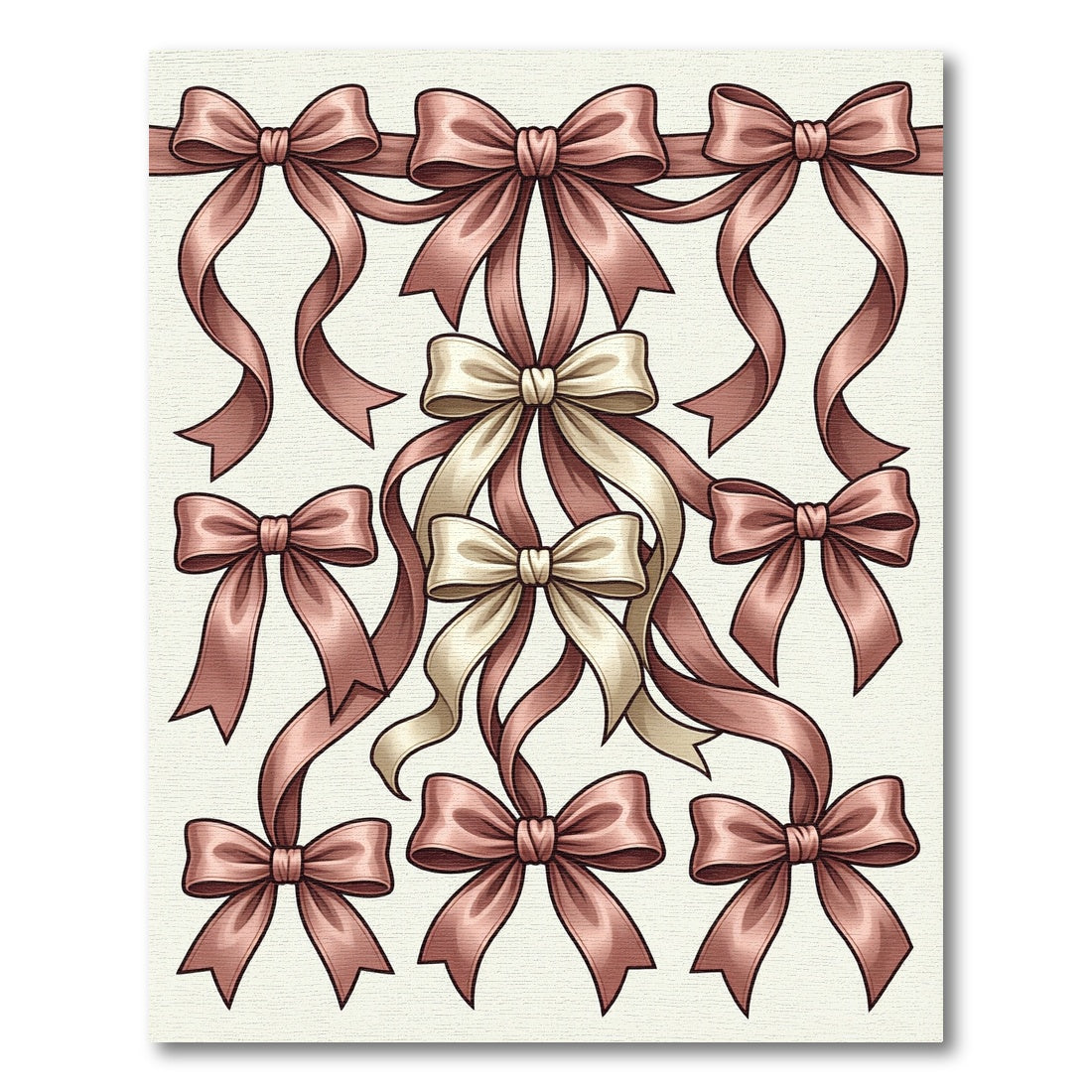 Elegant Rose Ribbon Bow Arrangement Rug