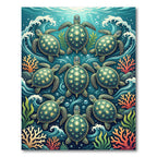 Vibrant Sea Turtle Ocean Reef Composition Rug