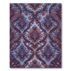 Ornate Purple Gold Damask Scrolling Fern Rug