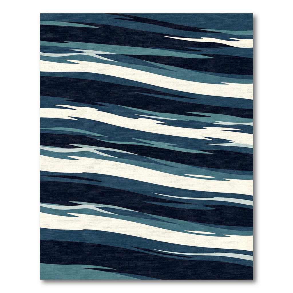 Abstract Navy Blue Striated Wave Rug