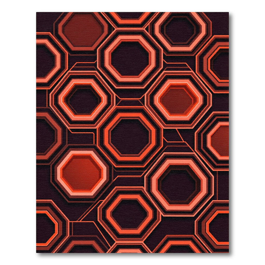 Geometric Octagon Neon Orange Abstract Rug