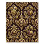 Royal Gold Crest Damask Rose Tapestry Rug