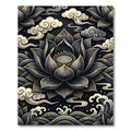 Dark Lotus Waves Cloud Medallion Rug