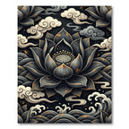Dark Lotus Waves Cloud Medallion Rug