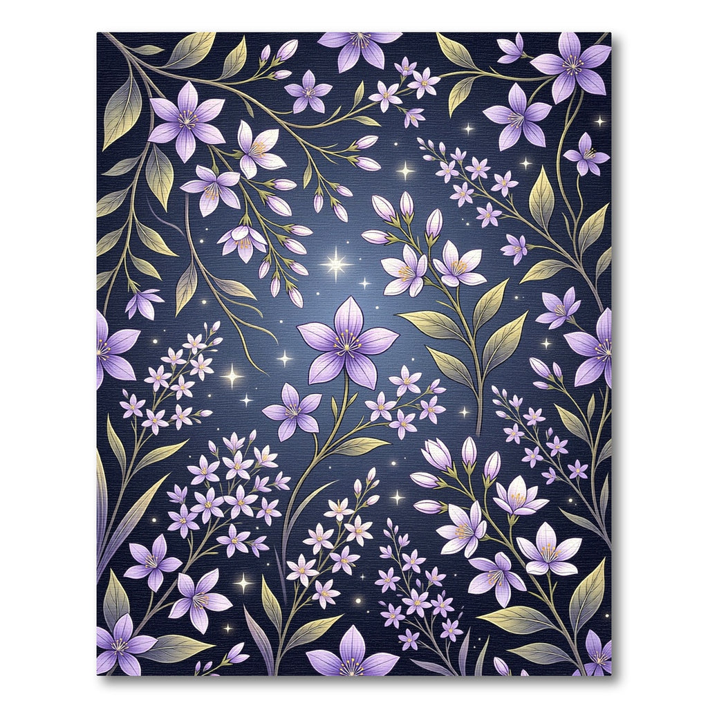 Enchanted Purple Lilac Starry Meadow Rug