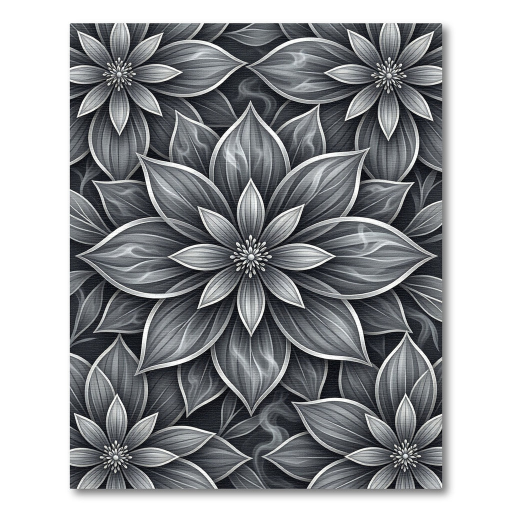 Elegant Monochrome Botanical Floral Art Rug