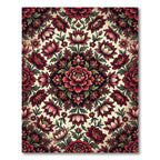 Crimson Peony Floral Medallion Garden Rug