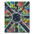 Vibrant Isometric Urban Roadway Cityscape Rug