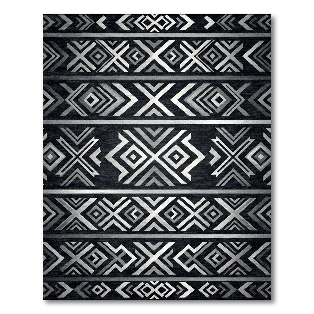 Grayscale Geometric tribal band Rug