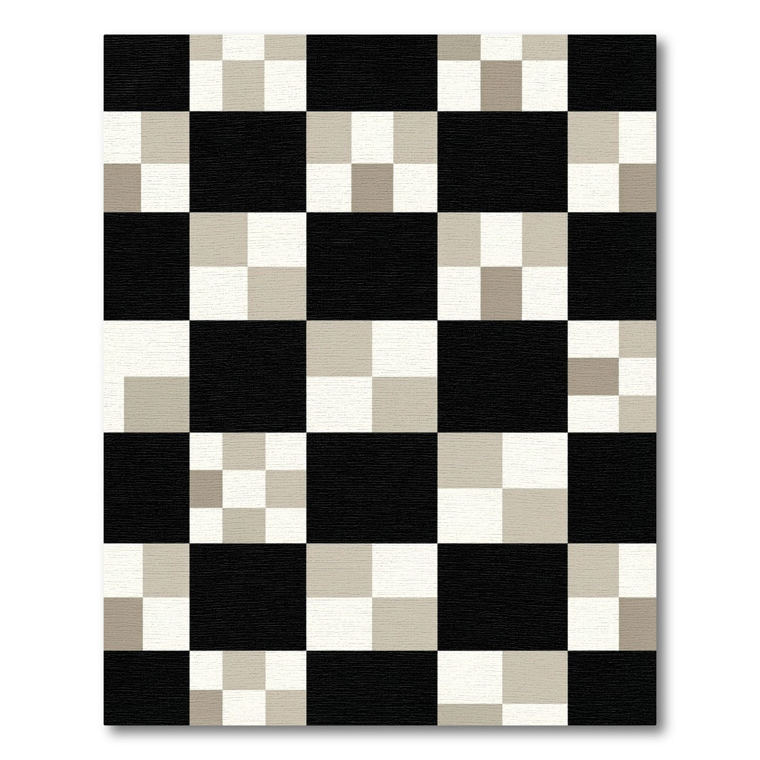 Monochrome Checkered Grid Square Area Rug