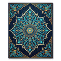 Luminous Teal Gold Floral Mandala Rug
