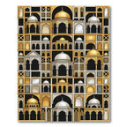 Golden Archway Geometric Mosque Landscape Rug