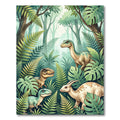 Prehistoric Tropical Dinosaur Jungle Foliage Rug
