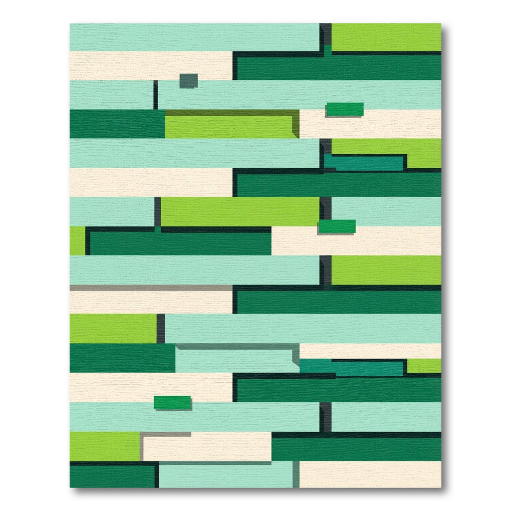 Modern Mint Green Geometric Block Rug