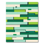 Modern Mint Green Geometric Block Rug