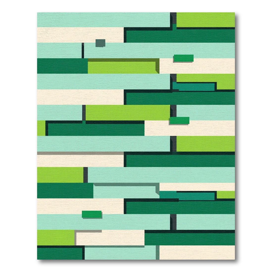 Modern Mint Green Geometric Block Rug
