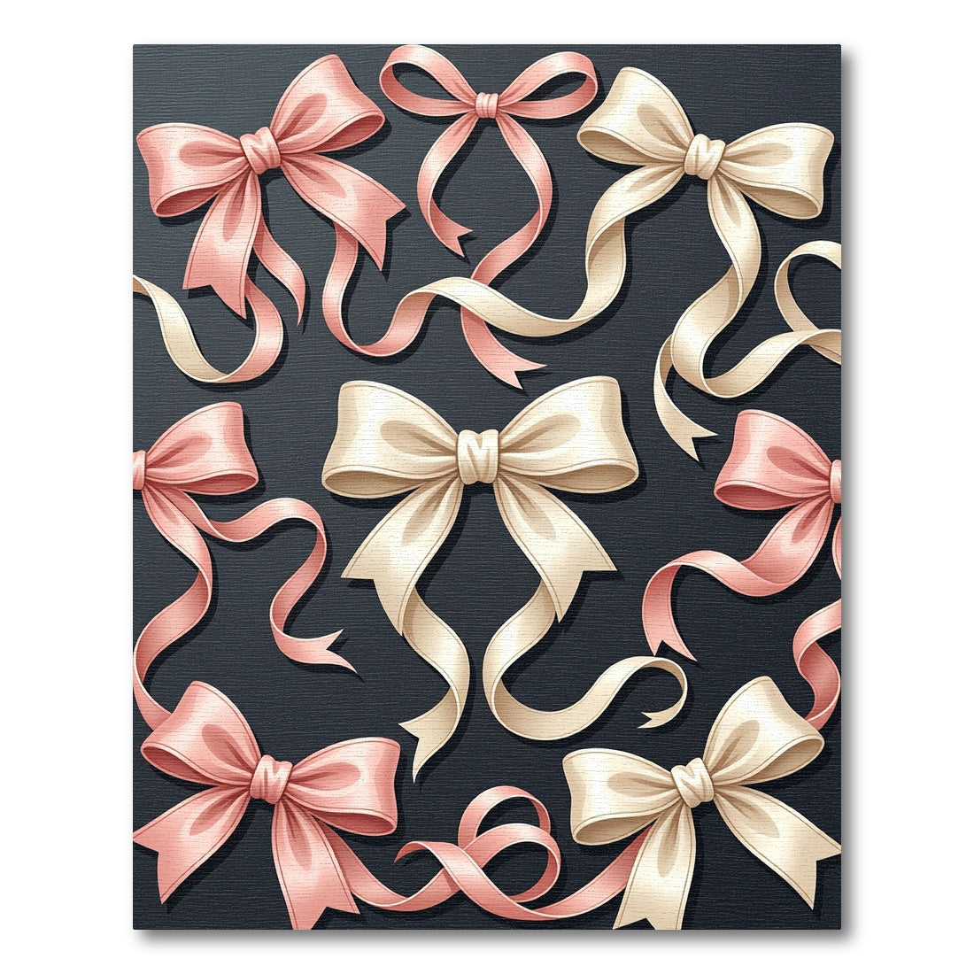 Elegant Cream and Blushing Pink Bows Rug