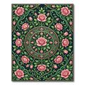 Elegant Pink Rose Medallion Floral Rug