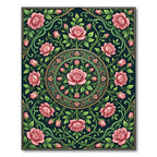 Elegant Pink Rose Medallion Floral Rug