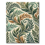 Elegant Green and Gold Leaf Swirl Rug