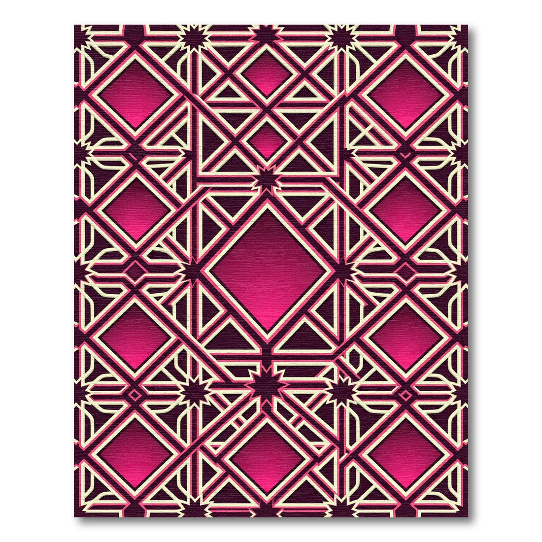 Magenta Geometric Interlocking Diamond Lattice Rug