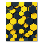 Modern Yellow and Charcoal Geometric Hexagon Rug