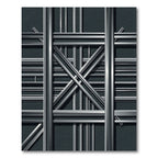 Industrial Geometric Charcoal Steel Grid Rug