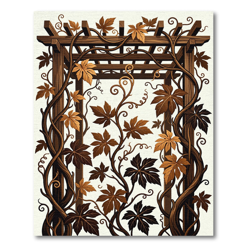 Wooden Pergola Autumn Leaf Swirls Rug