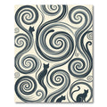 Gray Swirls Silhouettes Cats Rug