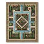 Symmetrical Floral Water Garden Tapestry Rug