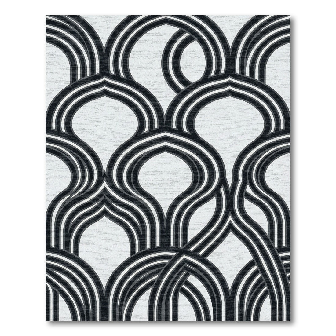 Monochrome Curved Arc Geometric Area Rug