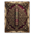 Ornate Crimson Gold Filigree Medallion Rug