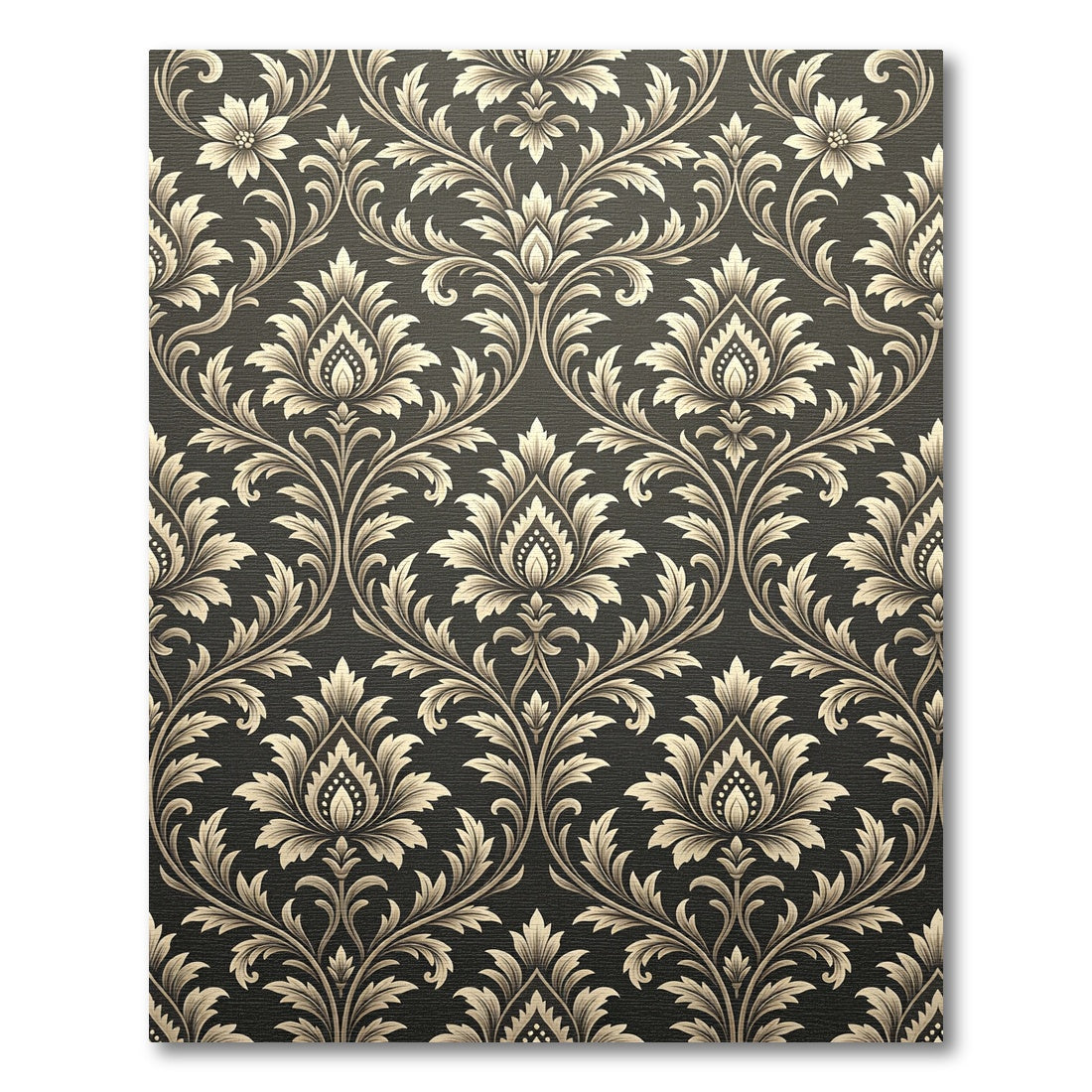 Antique Gold Damask Floral Scroll Rug