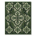 Green Botanical Quatrefoil Fern Tile Rug