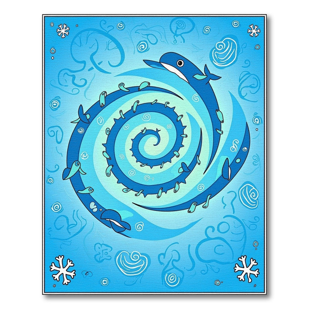 Whimsical Blue Whale Spiral Swirl Rug